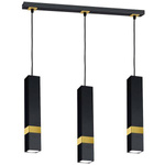 Nowoczesna lampa wisząca listwa VIDAR BLACK/GOLD 3xGU10 MLP6280