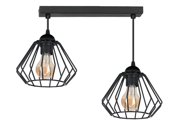 Lampa sufitowa dla nastolatka czarna druciak Wire 2 listwa 2xE27 Led 