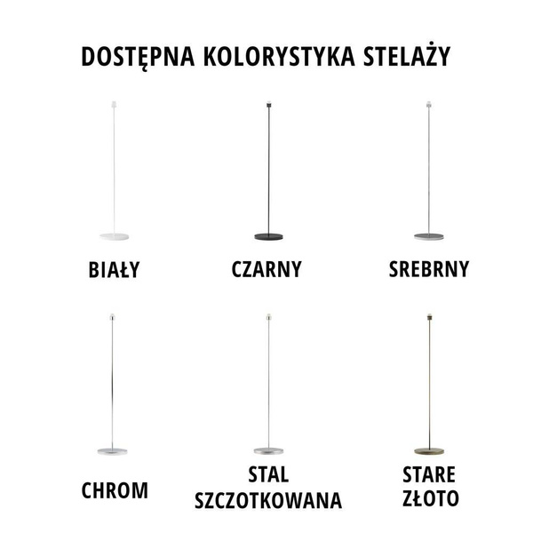 Dopłata do koloru stelaża chrom, stal szczotkowana stare złoto lampa Werona 