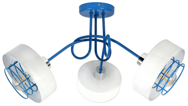 Lampa sufitowa do pokoju młodzieżowego niebiesko- biała Edison Koszyk Loft
