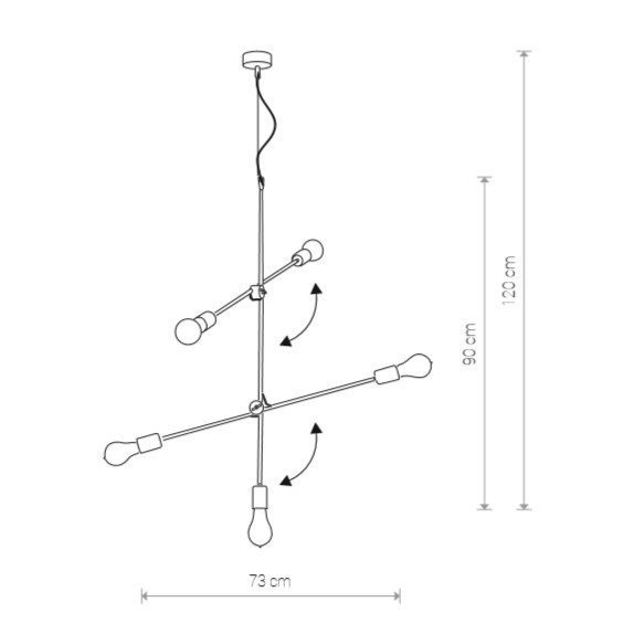 Designerska lampa wisząca STICKS V złota śr. 73cm