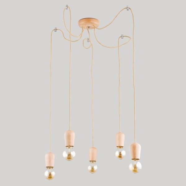 Drewniana lampa pająk SPIDER RUG drewno śr. max 400cm