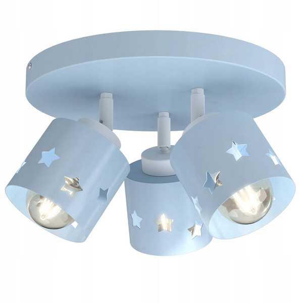 Lampa sufitowa dziecięca 3xE27 niebieska w gwiazdki do pokoju chłopca i dziewczynki