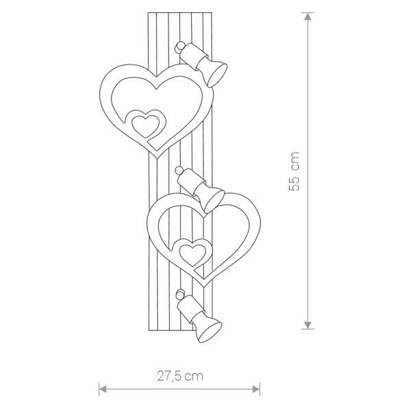Kinkiet dziecięcy/młodzieżowy serce HEART szary/różowy