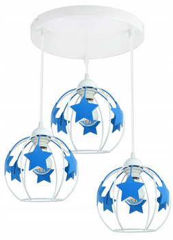 Lampa wisząca do pokoju chłopca i dziewczynki niebieska Gwiazdki 3xE27