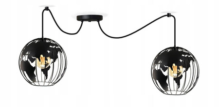 Lampa sufitowa dla chłopca i dziewczynki czarna Pająk Globus 2xE27 Led