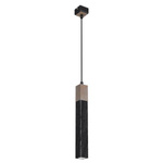 Lampa wisząca SOLO SAWN BLACK / PATINATED WOOD 1x mini GU10