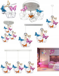 Lampa sufitowa do pokoju dziewczynki biała Motylek Loft 2xE27