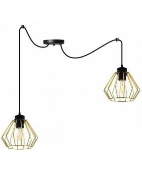 Lampa wisząca typu pająk druciak złote klosze