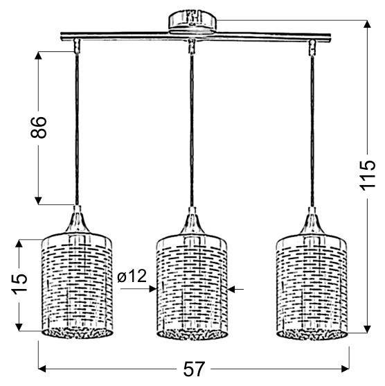 Lampa sufitowa wisząca 3X40W chrom E27 SAND 33-57778