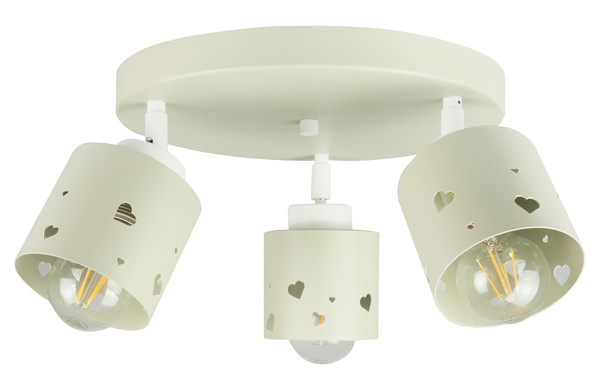 Lampa sufitowa do pokoju dziecka beżowa w serca 3xE27