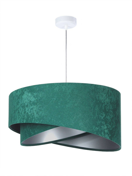 Lampa wisząca asymetryczna welurowa Rubin zielono srebrna