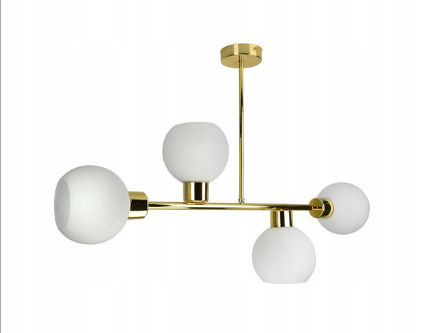 Lampa sufitowa biało-złota mleczne kule 4 źródła światła