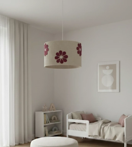 Lampa wisząca do pokoju dziewczynki w stylu boho Kwiaty średnica 30 cm Led 