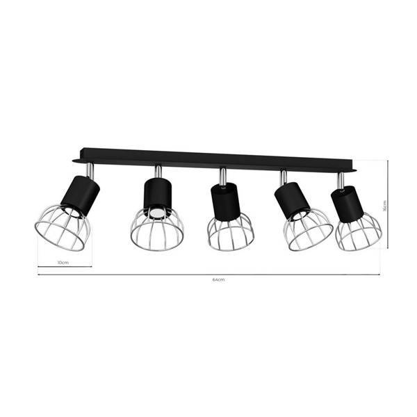 Lampa Sufitowa DANTE, MLP7358, czarny/chrom, 5x8W LED GU10