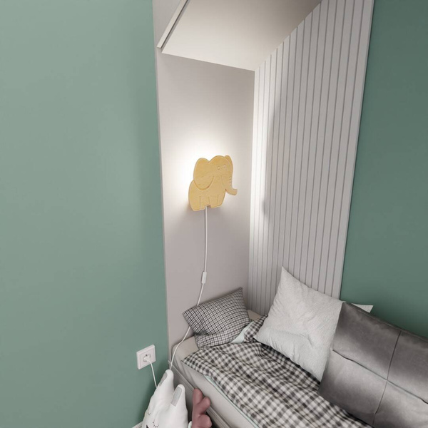 Lampka ścienna do pokoju dziecięcego drewniana Słonik SAFARI 1341/K1