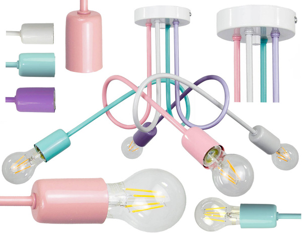 Lampa sufitowa do pokoju dziewczynki i chłopca pastelowa Mondo 4 