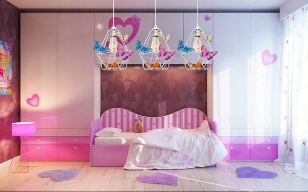 Lampa sufitowa do pokoju dziewczynki biała Motylek Loft 3xE27 