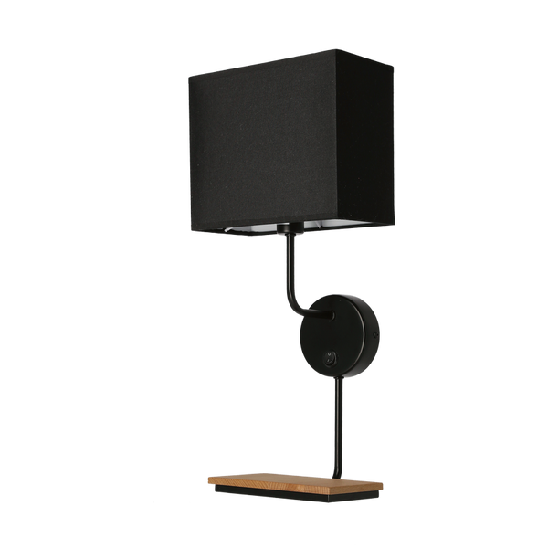 KETO KINKIET CZARNY 1X40W E14 ABAŻUR Z WŁĄCZNIKIEM