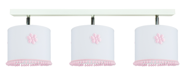 Lampa sufitowa do pokoju dziewczynki biało-różowa Pompony Listwa 3 
