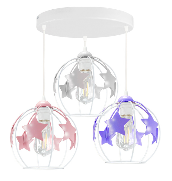 Lampa sufitowa do pokoju dziecka kolorowa Gwiazdki Kule 3xE27
