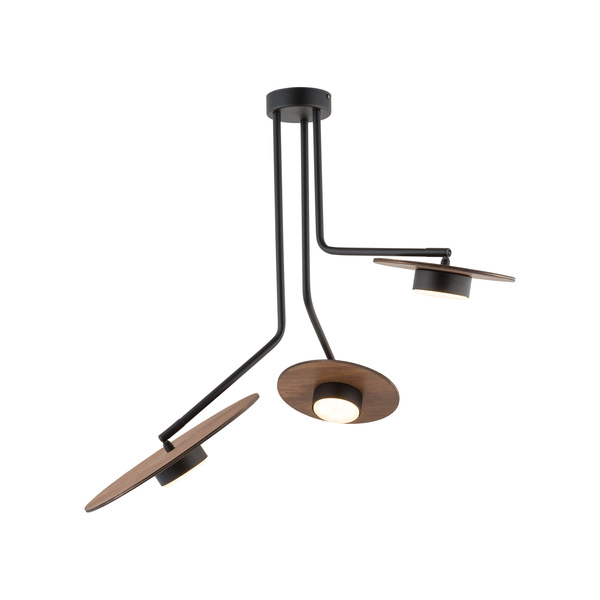 Lampa sufitowa regulowana DISK III sklejka GX53 | czarny brązowy