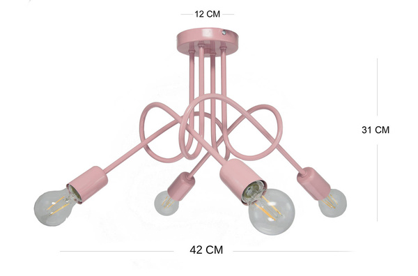  Lampa  sufitowa do pokoju dziewczynki różowa Mondo 4 Loft