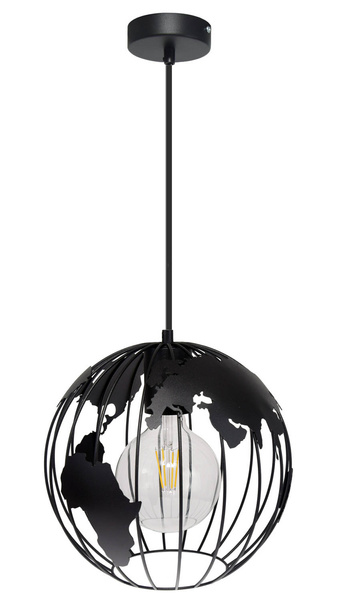 Lampa sufitowa do pokoju dziecięcego 1- punktowa czarna Globus 1xE27 Led 