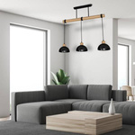 Lampa wisząca ERIK, MLP7226, czarny/drewno, 3x60W E27