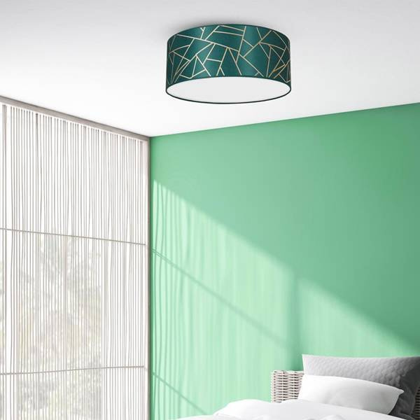 Lampa sufitowa ZIGGY GREEN, MLP7577, 40 cm, butelkowa zieleń/złoty, 2x60W E27