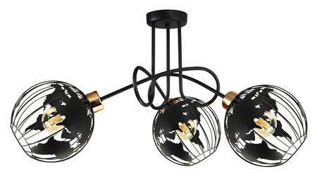 Lampa sufitowa do pokoju młodzieżowego czarna Edison Globus 3xE27