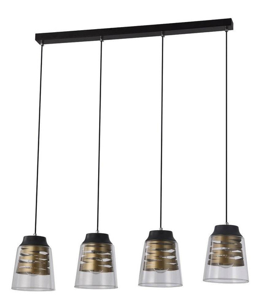 Lampa wisząca czarno-złota szkło 4xE27 Fresno