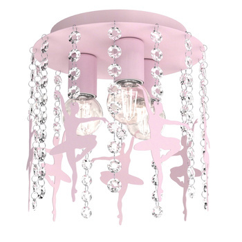 Lampa sufitowa do pokoju dziewczynki różowa 3-punktowa Baletnica Kryształ Led