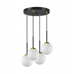 Lampa wisząca czarno-złota mleczne kule 4 źródła światła  