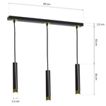 Nowoczesna lampa wisząca DANI BLACK/GOLD 3xGU10 MLP6240