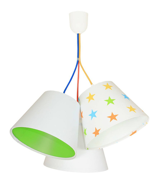 Lampa do pokoju dziecięcego w gwiazdki potrójna kolorowe stożki
