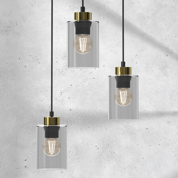 Lampa wisząca CHIC, MLP8385, czarny/złoty/dymiony, 3x60W E27