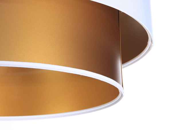 Lampa wisząca biało-złota podwójna walec średnica 50 cm