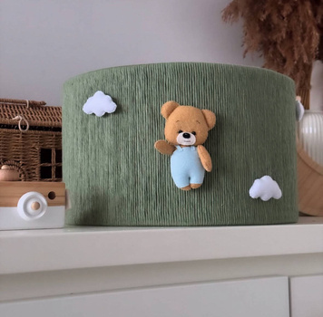 Lampa wisząca do pokoju chłopca w stylu Boho Misie Szałwia 35 cm