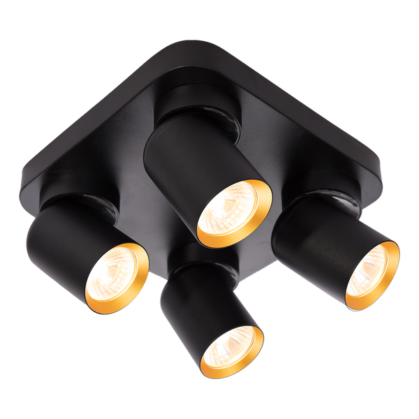 Lampa Sufitowa Andy 4xGU10 Kwadrat Czarny + Złoty