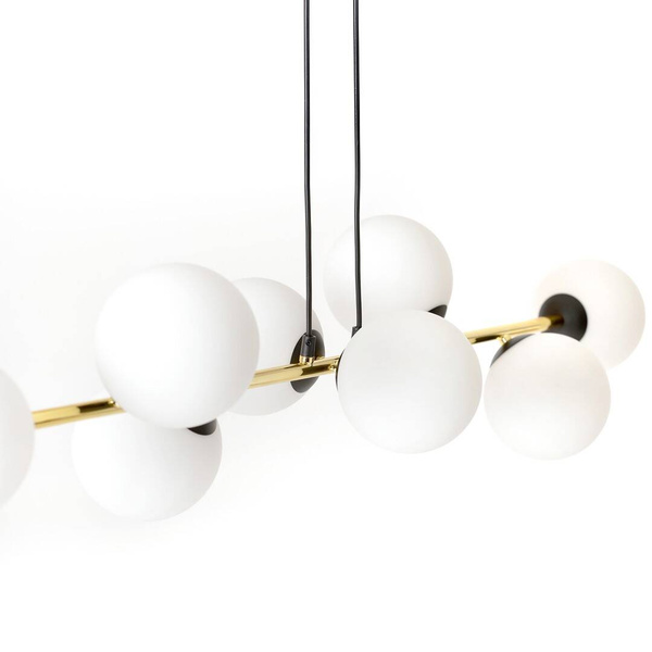 Nowoczesna lampa wisząca nad wyspę biało- złota GRAVITY 6 BL OPAL