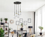 Lampa wisząca czarno-złota mleczne kule 4 źródła światła  