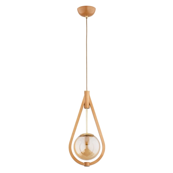 Lampa wisząca ALFA GOTA DREWNIANA 1xE27 21cm | 61215