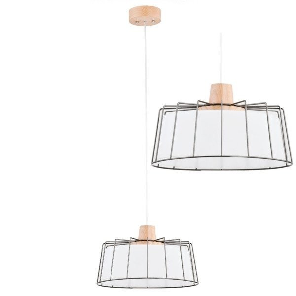 Nowoczesna lampa LIBIJA biała/drewno śr. 33cm