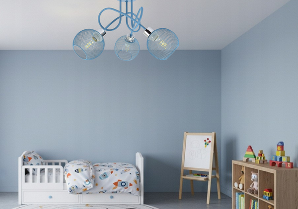 Lampa sufitowa do pokoju chłopca i dziewczynki niebieska Zaczarowany Koszyczek 3xE27 Led