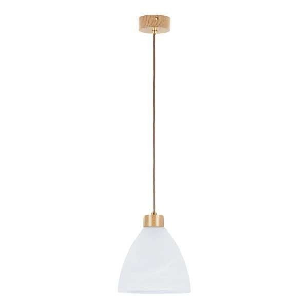 Lampa wisząca zwis drewniana EVO drewno/biały śr. 23cm