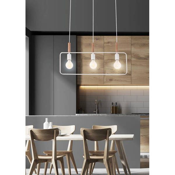 Lampa wisząca biała regulowana wysokość 3x60W E27 Frame 33-73532