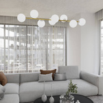 Nowoczesna lampa wisząca nad wyspę biało- złota GRAVITY 8  WH GOLD