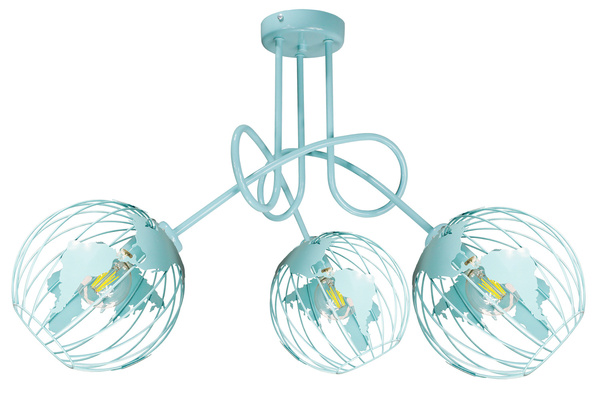 Lampa sufitowa do pokoju dziewczynki i chłopca miętowa Edison Globus 3xE27