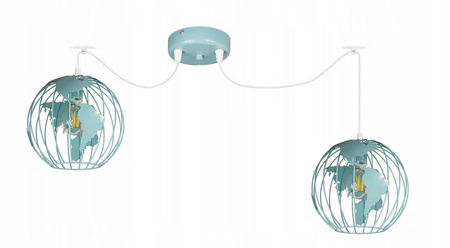 Lampa sufitowa do pokoju chłopca i dziewczynki miętowe klosze Pająk Globus 2xE27 Led